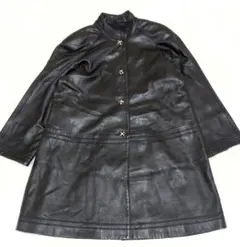 Vintage 高級ラムレザー コート 日本製 金ボタン ブラック レトロ