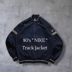 80s NIKE ナイキ トラックジャケット紺タグ オレンジスウッシュ 刺繍ロゴ