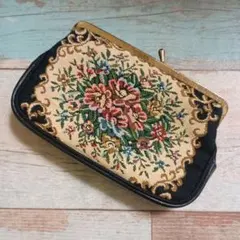 花柄 ゴブラン織 がま口ポーチ