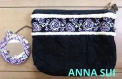 ANNA SUI ポーチ ミラー付き コスメポーチ　ベロア
