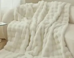 ふわふわブランケット　毛布　アイボリー　静電気防止　100×150