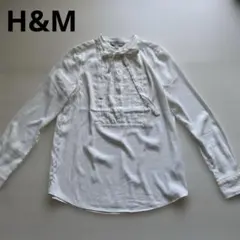 H&M ブラウス　綺麗め　上品　リボン　白