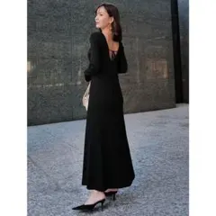 anuans グリッターリブニットワンピース （BLACK）のサムネイル