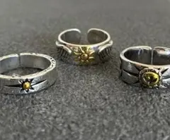 3点セット シルバーカラーリング メキシカン ナバホ　インディアンジュエリー