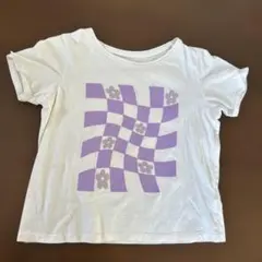 PRIMARK 紫のチェック模様 Tシャツ 7-8YRS