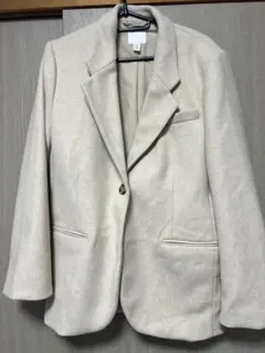 【H&M】美品・ラメ入りチェック柄 厚手ロングコート (Sサイズ)