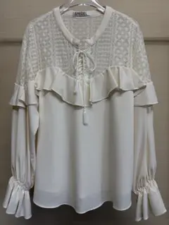 SNIDEL アイボリー レース フリル ブラウス・美品