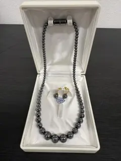 ★未使用級★高級ヘマタイトネックレス＆イヤリングセット♪ケース付