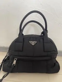u75【美品】プラダ ナイロン ボンバーブラック 2wayショルダーバッグ 