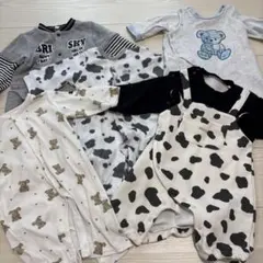 牛柄ロンパース・カバーオールセット