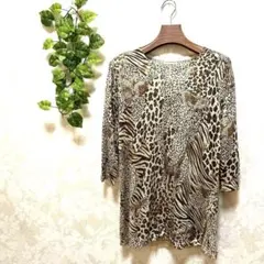 美品 healthy Karen アニマル柄ブラウス M-L ゴージャス金ラメのサムネイル