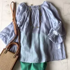 美品 イエナ 定価2万5千 リネン混 シアースラブ バルーンスリーブ 