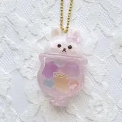 [ハンドメイド]いちごミルクうさぎちゃんの琥珀糖シャカシェイカーキーホルダー