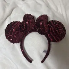 ディズニーミニーマウス赤いスパンコールカチューシャ