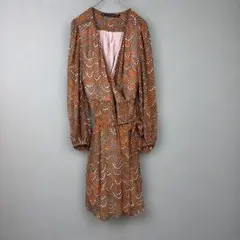 ZARA カシュクールワンピース 総柄 チュニック 裏地付き シフォン シアー