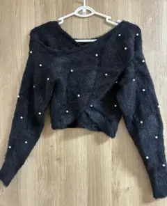 GRL パールカシュクールシャギーニットトップス kz457