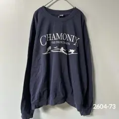 H&MDIVIDED シャモニー刺繍 スウェット ネイビー オーバーサイズ XLのサムネイル
