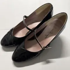 銀座かねまつ AQUA BELL ハイヒール エナメル　ブラック 23.5cm