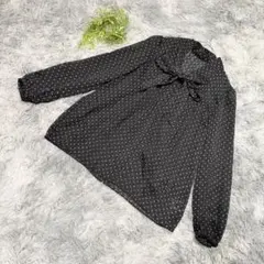 COMME CA ISM ボウタイブラウス L 黒 ドット シアー きれいめのサムネイル