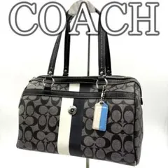 シーマ好きさま　COACH　ミニボストンバッグ　PVC　シグネチャー　ブラック
