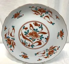 有田焼　赤絵花文様　大皿　26cm