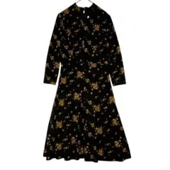 Salayne サレーヌ　スカラップネック 花柄 ロングワンピース　ウエストゴム