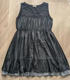 axes femme ノースリーブ ブラックチェック ワンピース