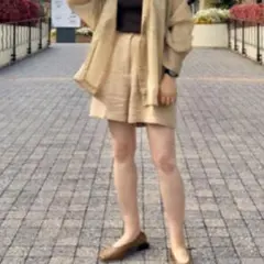 kastane 綿 麻 コットン リネン ショートパンツ キュロット ベージュ