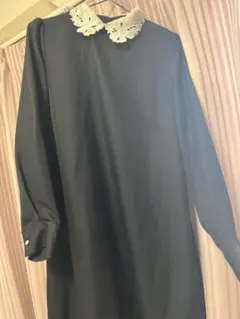ナイスクラップ　花柄刺繍襟付き ブラック 長袖ブラウスのサムネイル
