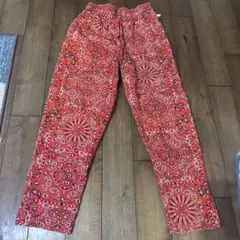 cookman バンダナ柄 レッド ワイドパンツ L