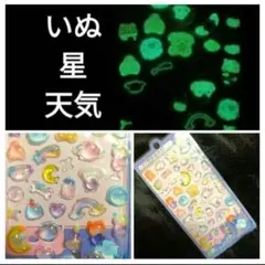 星 犬 天気　イヌ　光る　蓄光　ボンボンドロップシール