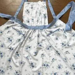 AfternoonTea エプロン フラワー柄、花柄 ブルー　フリーサイズ