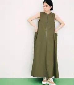 ADAM ET ROPEアダムエロペ　ジップフレアワンピースジャンバースカート