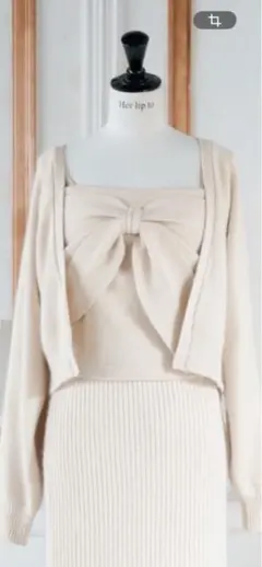Lydie Ribbon-Tie Knit Ensemble（ecru）Mサイズのサムネイル