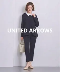 美品 ユナイテッドアローズ とろみサテンプリントシャツブラウス 