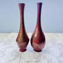 輪島塗 高級漆器 花瓶/花器/一輪挿し 黒朱 鶴首型 華翔沈金 曙塗 箱付 輪島塗 高級漆器 花瓶/花器/一輪挿し 黒朱 鶴首型 華翔沈金 曙塗 箱付