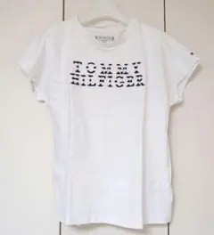 TOMMY HILFIGER キッズ女の子 ロゴ刺繍半袖Tシャツ ホワイト152