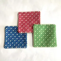 ハンドメイド　こぎん刺しコースター3枚セット