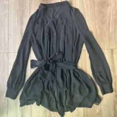 デュラス　シースルーブラウス　ブラック　フリーサイズ　長袖