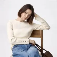 リブニットボタンスリーブプルオーバーZ