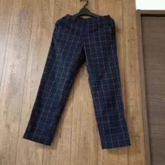 UNIQLO チェック柄 カジュアルパンツ ネイビー Sサイズ