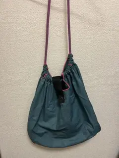 GUSCIO ドローコード ショルダーバッグ グリーン×パープル