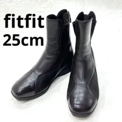 美品　fitfit フィットフィット　ストレッチ　本革　超軽量　ブーツ25cm