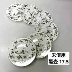 【未使用】ウェッジウッド　ワイルドストロベリー　デザートプレート17.5黒壺6枚