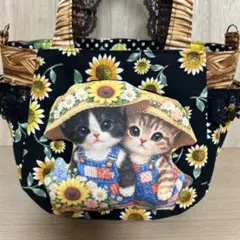 ダーツ入チューリップバック☆コヤンイサムチョン☆ぷっくりひまわり猫＆サンダー☆