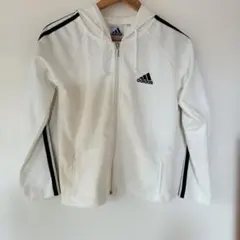 adidas ホワイト ジップアップパーカー M