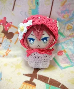 10㎝ ちびぐるみ にしぱぺ ぬい服 苺ボンネットお花ビーズ付き 赤 21