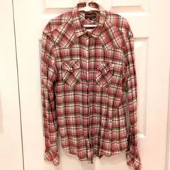 Purple & Yellow チェック柄 長袖シャツ L