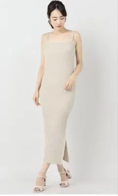 試着のみ　エディットフォールル　ラメリブキャミソールドレス　ゴールド