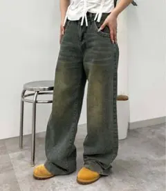 ヴィンテージライクウォッシングワイドデニム